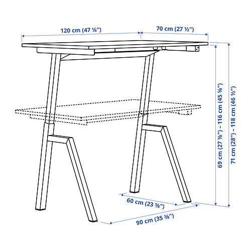 TROTTEN desk sit/stand