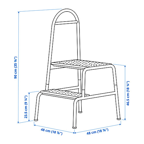 BÄSINGEN step stool with handrail, 2-steps