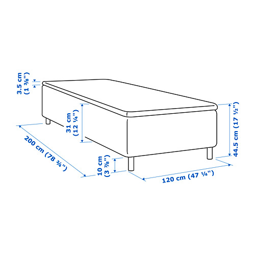 SKÅRER sprung base incl. mattress pad