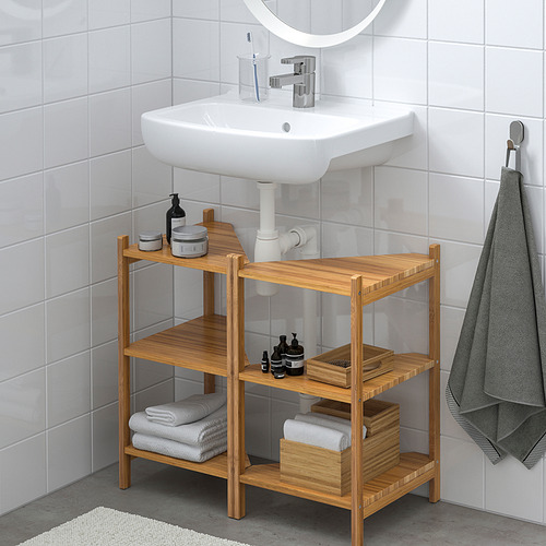 RÅGRUND/BJÖRKÅN, wash-basin/corner shelf