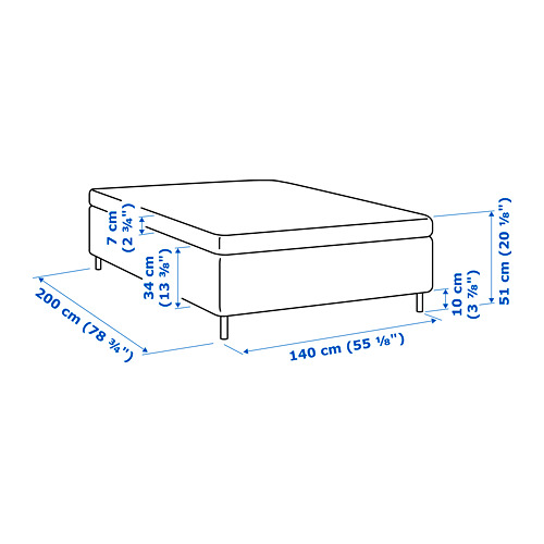 SKOTTERUD sprung base incl. mattress pad