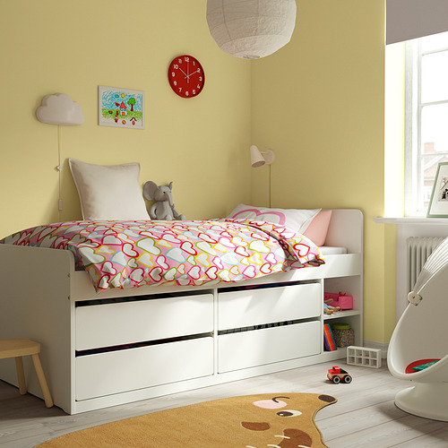 SLÄKT, bed frame with storage