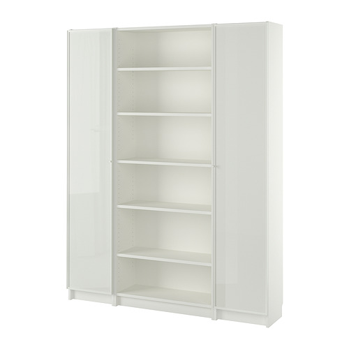 BILLY/HÖGBO, bookcase combination w glass doors