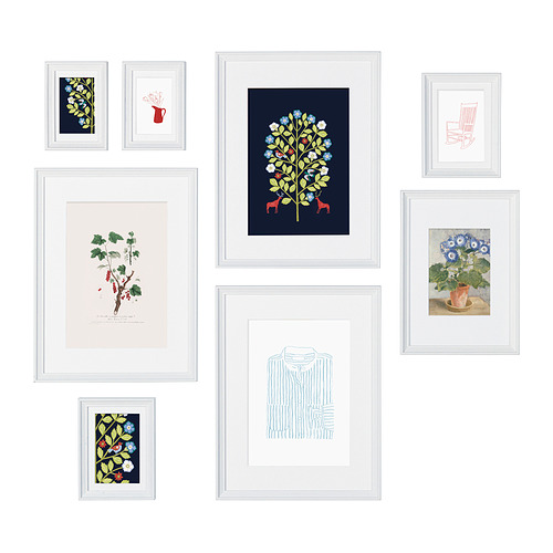 KNOPPÄNG, frame with poster, set of 8