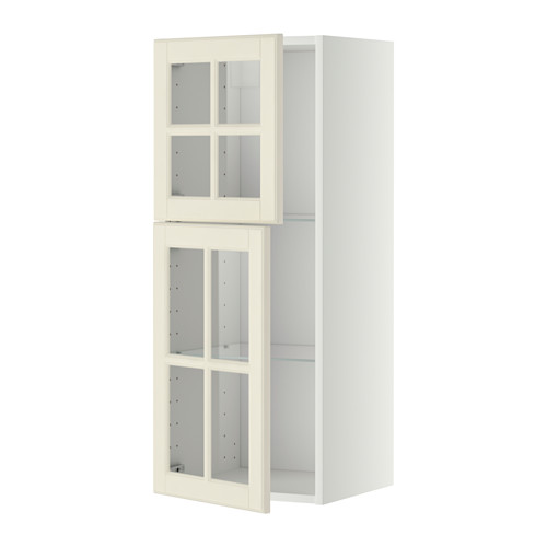 METOD wall cabinet w shelves/2 glass drs