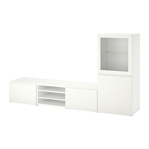 BESTÅ, sjónvarpshirsla með glerhurðum