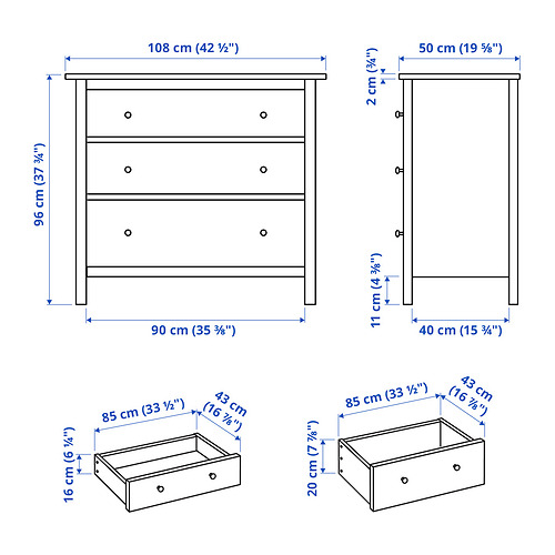 HEMNES chest of 3 drawers