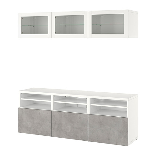 BESTÅ, sjónvarpshirsla með glerhurðum