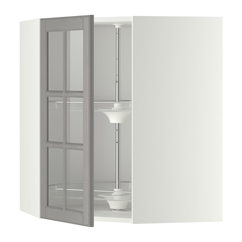 METOD, corner wall cab w carousel/glass dr