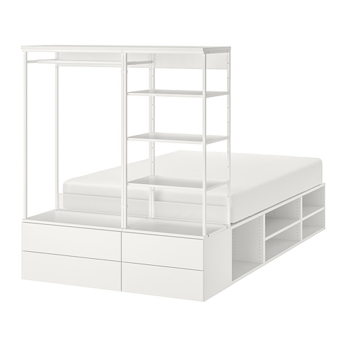 PLATSA, bed frame with 4 drawers