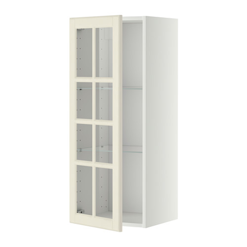 METOD wall cabinet w shelves/glass door