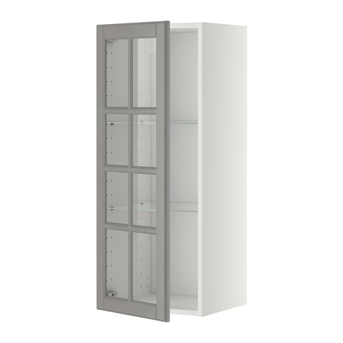 METOD wall cabinet w shelves/glass door