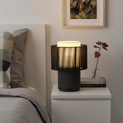 SYMFONISK, speaker lamp w Wi-Fi, textile shade