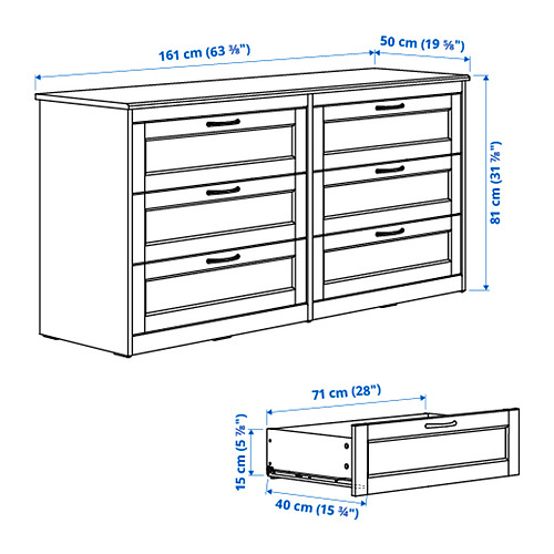 SONGESAND chest of 6 drawers