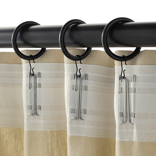 SYRLIG, curtain ring with clip and hook