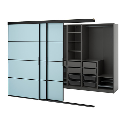 SKYTTA/PAX walk-in wardrobe with sliding doors