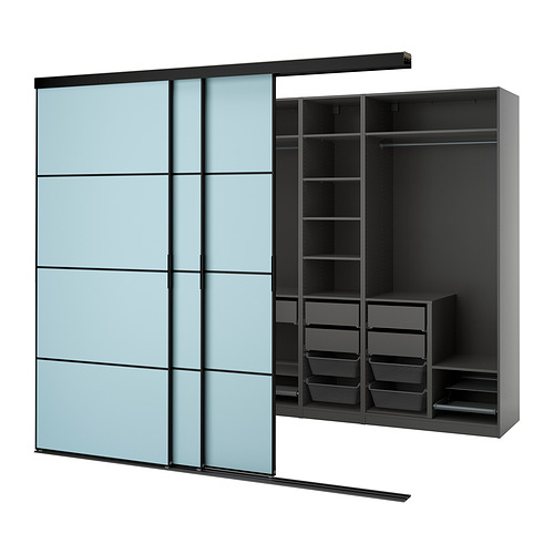 SKYTTA/PAX walk-in wardrobe with sliding doors