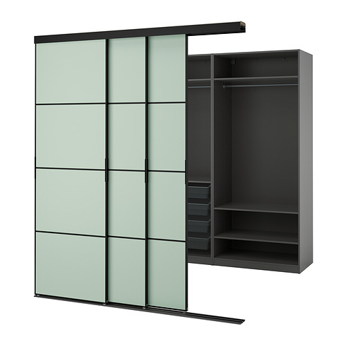 SKYTTA/PAX walk-in wardrobe with sliding doors