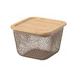 Square metal/light grey-brown bamboo