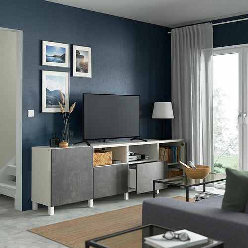BESTÅ, TV bench with doors and drawers
