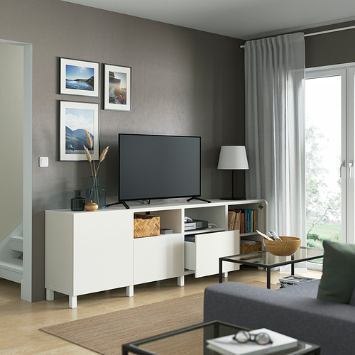 BESTÅ, TV bench with doors and drawers