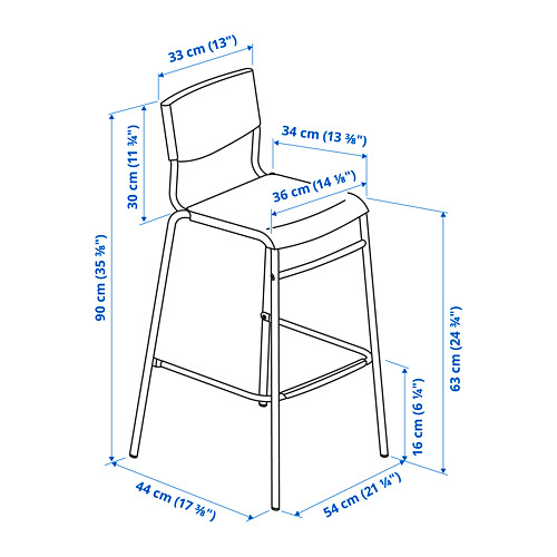 STIG bar stool with backrest