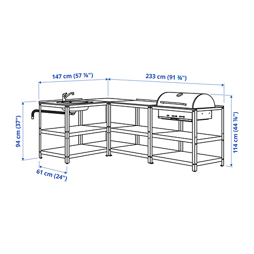 GRILLSKÄR, útieldhús, vaskur/kolagrill