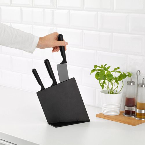 JÄMFÖRA, knife block with 3 knives