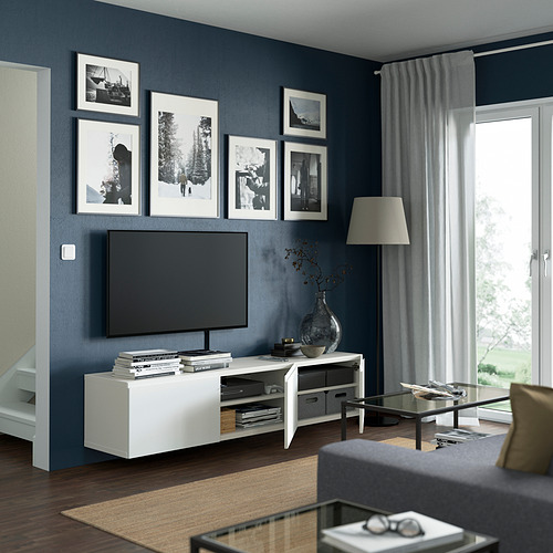 BESTÅ, sjónvarpsbekkur með hurðum