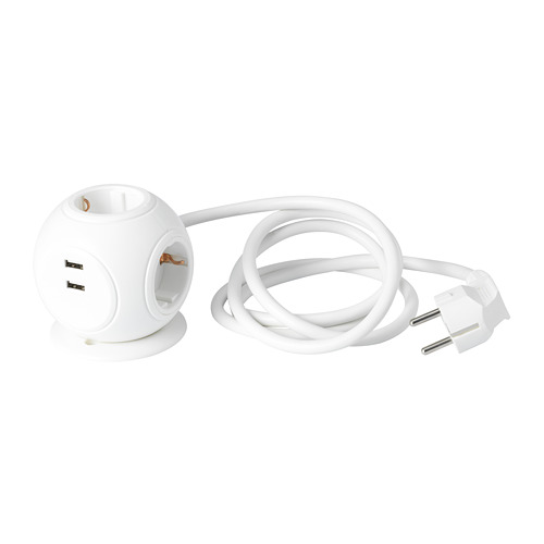 HAGSTA fjöltengi, 3 tengi og 2 USB-tengi
