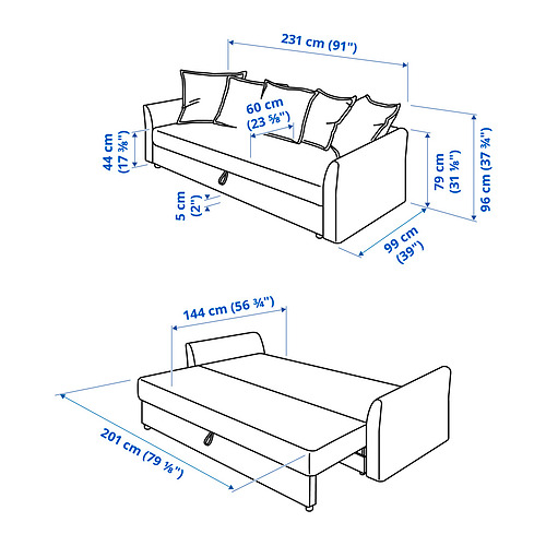 HOLMSUND 3-seat sofa bed