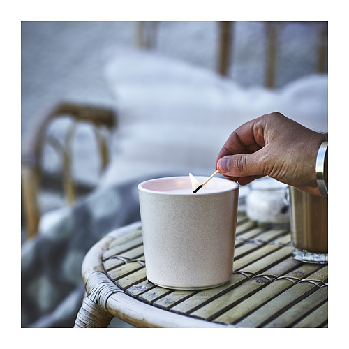 JÄMLIK, scented candle in ceramic jar