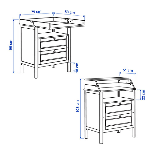 SUNDVIK changing table/chest of drawers