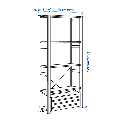 IVAR shelving unit with storage box