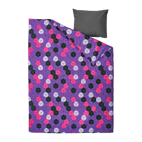 BLÅSKATA, duvet cover and pillowcase