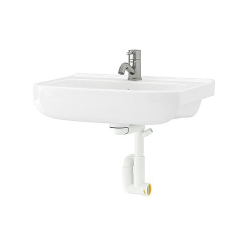 BJÖRKÅN, wash-basin w water trap/mixer tap