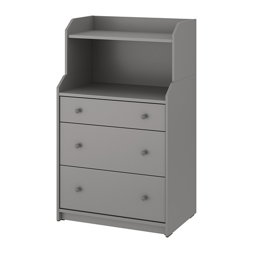 HAUGA, chest of 3 drawers with shelf