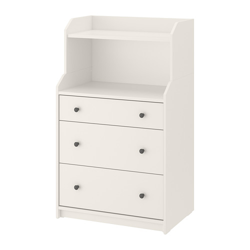 HAUGA, chest of 3 drawers with shelf