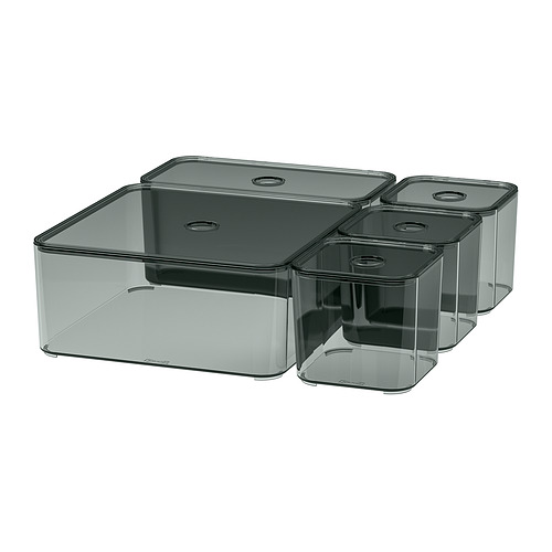 VISSLAÅN, box with lid, set of 5