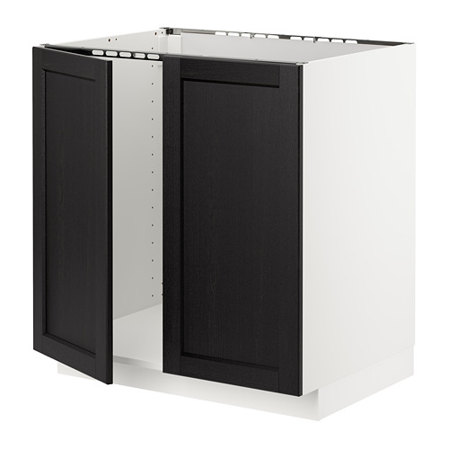 METOD base cabinet for sink + 2 doors