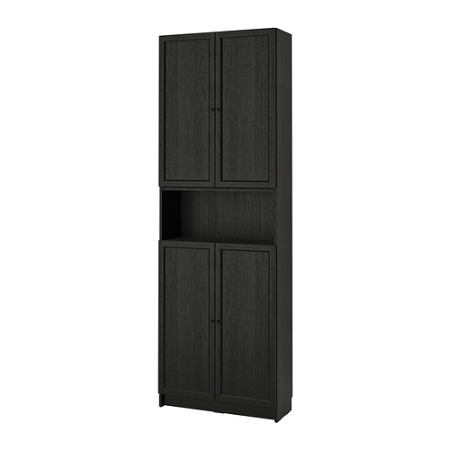 BILLY/OXBERG, bookcase w doors/extension unit