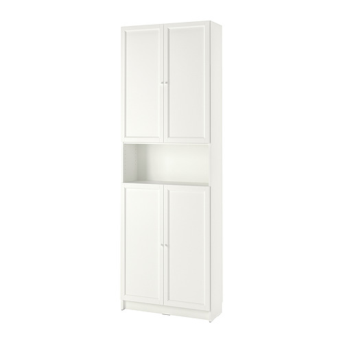BILLY/OXBERG, bookcase w doors/extension unit