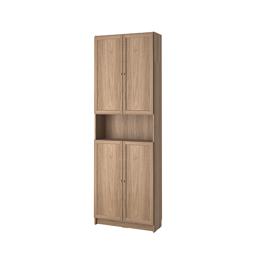 BILLY/OXBERG, bookcase w doors/extension unit