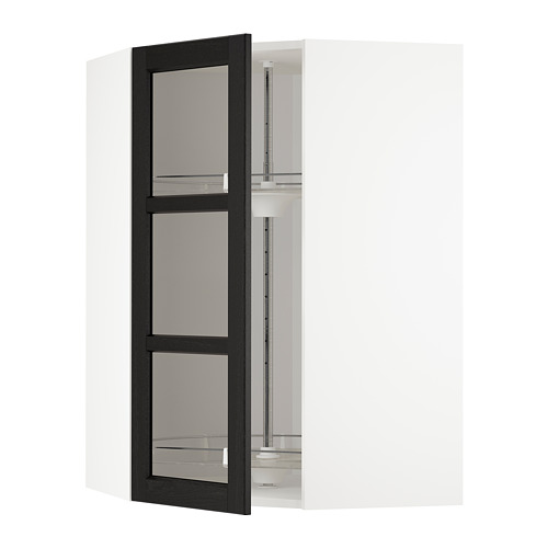 METOD corner wall cab w carousel/glass dr