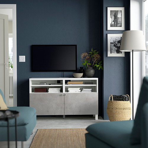 BESTÅ, sjónvarpsbekkur með hurðum