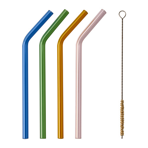 BLÅKÄXA drinking straws/cleanbrush set of 5