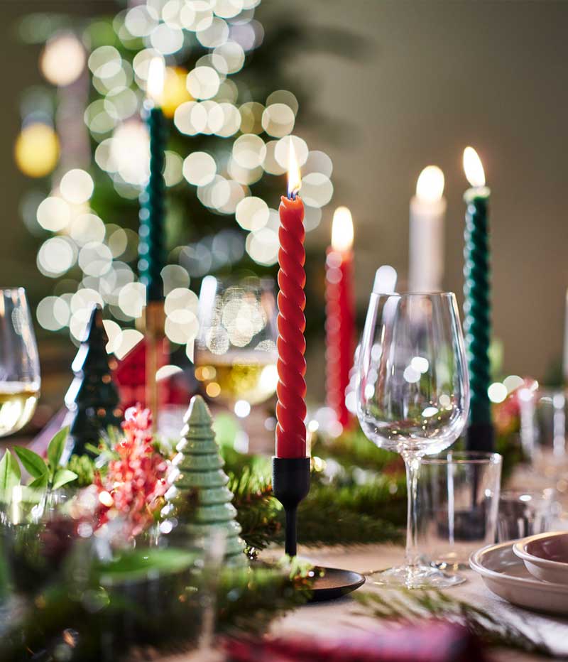 Christmas candles on a table