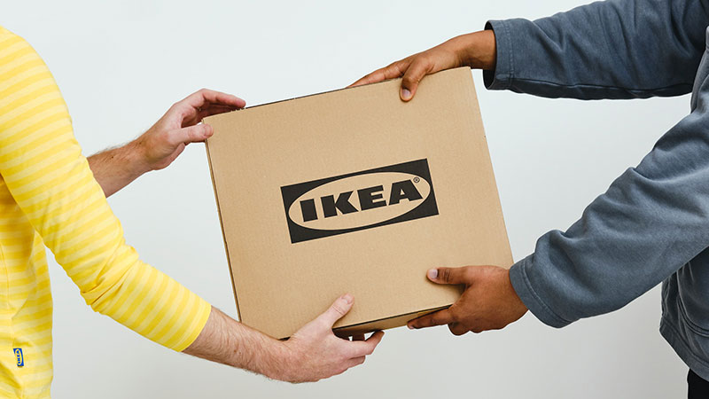 ikea vörumerki á kassa