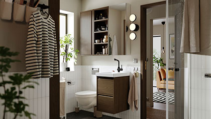 A minimalist urban bathroom devoted to  style and self-care
