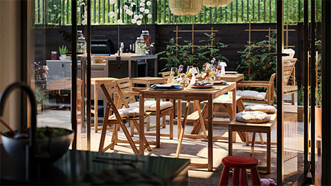A modern summer hangout for outdoor dining